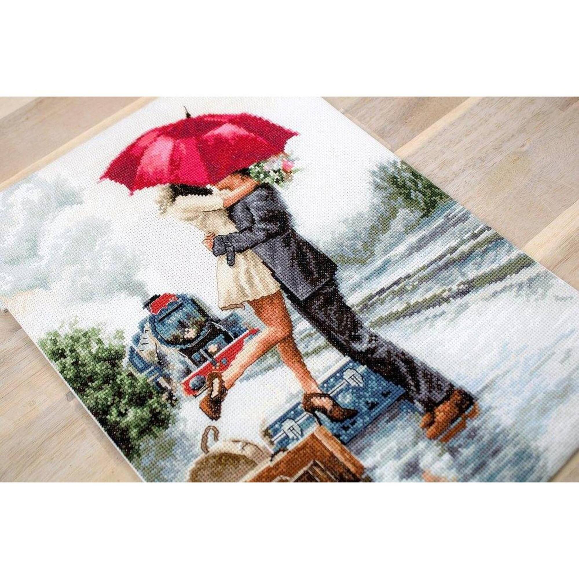 Luca-s Couple On Train Station Counted Cross Stitch Kit